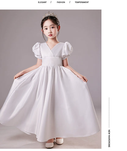 Accessible Luxury Classy Niche Style Girls' Red Host Formal Dress Flower Girl Birthday Princess Dress Piano Performance Costume