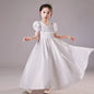 Accessible Luxury Classy Niche Style Girls' Red Host Formal Dress Flower Girl Birthday Princess Dress Piano Performance Costume