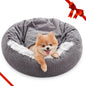 Dog Bed with Blanket Attached, Round Calming Hooded Cozy Cave Dog Beds