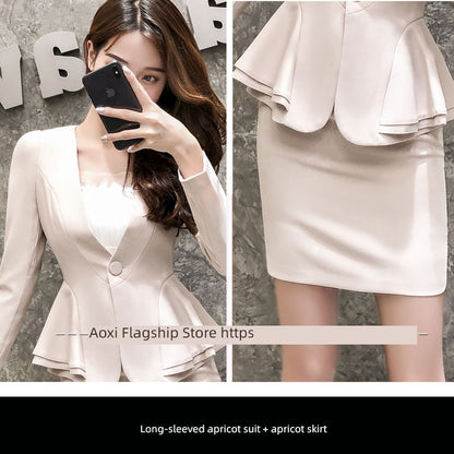 Korean Style Short Autumn Lotus Leaf Slim-Fit Suit