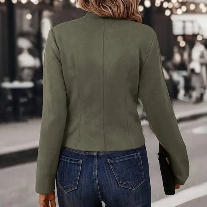 2024 popular suit autumn and winter solid color thin fashion versatile double-breasted temperament small suit jacket women